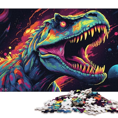 Puzzle für Erwachsene, 1000 Puzzle-Spielzeug, Dinosaurier im Weltraum, Puzzle für Erwachsene, Kartonpuzzle, tolles Geschenk für Erwachsene 38x26cm/1000 Teile von LiJianXXS