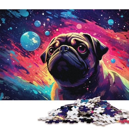 Puzzle für Erwachsene, 1000 Puzzle-Spielzeug, Mops-Kunst-Puzzle für Erwachsene, Holzpuzzle, tolles Geschenk für Erwachsene 75x50cm/1000 Teile von LiJianXXS