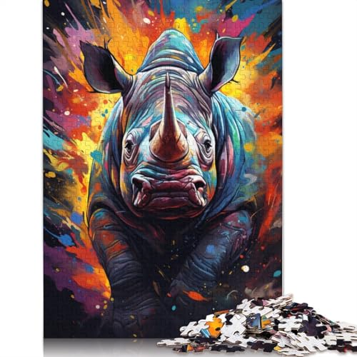 Puzzle für Erwachsene, 1000 Puzzle-Spielzeug, Zeichnungstier-Nashorn-Puzzle für Erwachsene, Kartonpuzzle, anspruchsvolles Spiel, 38 x 26 cm von LiJianXXS