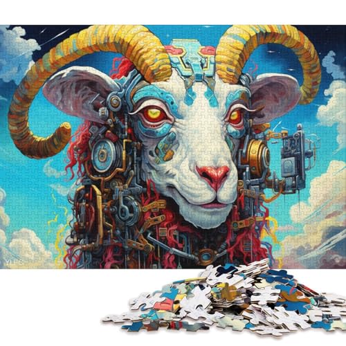 Puzzle für Erwachsene, 1000 Puzzle-Spielzeug, Ziegentierroboter, Puzzle für Erwachsene, Papppuzzle, anspruchsvoll, Aber unterhaltsam und humorvoll 38x26cm/1000 Teile von LiJianXXS