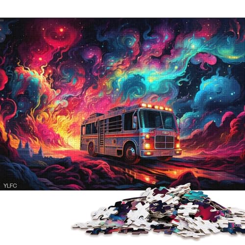 Puzzle für Erwachsene, 1000 Puzzle-Spielzeug, farbige Feuerwehrautos, Puzzle für Erwachsene, Holzpuzzle, tolles Geschenk für Erwachsene 75x50cm/1000 Teile von LiJianXXS