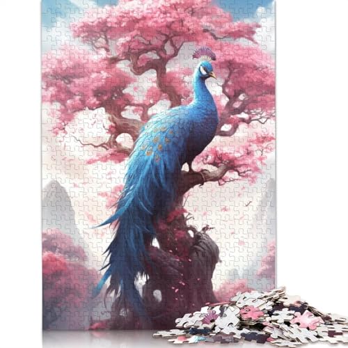 Puzzle für Erwachsene, 1000 Puzzle-Spielzeuge, Sakura und Pfau, Puzzle für Erwachsene, Kartonpuzzle, anspruchsvolles Spiel, 38 x 26 cm von LiJianXXS