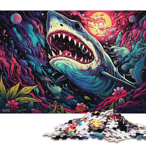 Puzzle für Erwachsene, 1000 Teile, Art Shark, Puzzle für Erwachsene, Puzzle aus Pappe, Spielzeug, Wanddekoration 38x26cm/1000 Teile von LiJianXXS