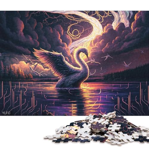 Puzzle für Erwachsene, 1000 Teile, Art Swan, Puzzle für Erwachsene, Holzpuzzle, Spielzeug, Wanddekoration 75x50cm/1000 Teile von LiJianXXS