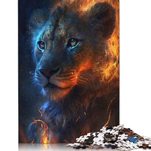 Puzzle für Erwachsene, 1000 Teile, Baby-Feuer-Tier-Löwe, Puzzle für Erwachsene, Papppuzzle, Lernspielzeug, Größe: 38 x 26 cm von LiJianXXS