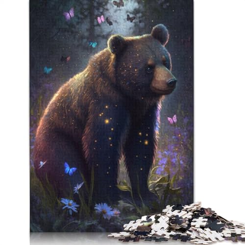 Puzzle für Erwachsene, 1000 Teile, Braunbär, Blumen-Galaxie, Puzzle für Erwachsene, Papppuzzle, Puzzle für Erwachsene, Lernspiel, Herausforderungsspielzeug, Größe: 38 x 26 cm von LiJianXXS