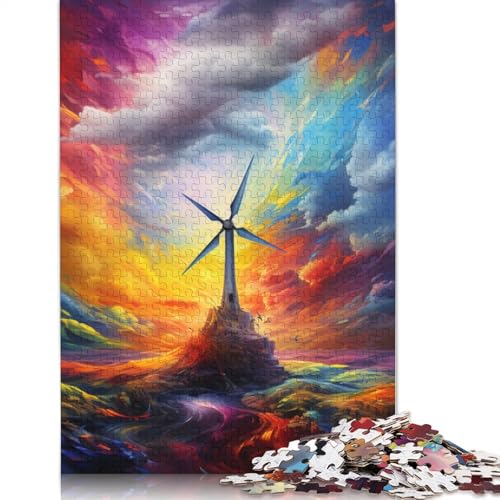 Puzzle für Erwachsene, 1000 Teile, Bunte Windmühlen, Puzzle für Erwachsene, Holzpuzzle, Heimdekoration, Größe: 75 x 50 cm von LiJianXXS