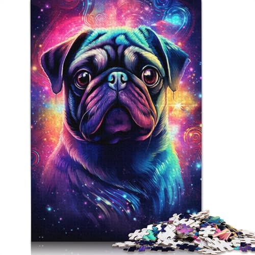 Puzzle für Erwachsene, 1000 Teile, Cosmic Pug-Puzzle für Erwachsene, Holzpuzzle, Lernspiele für Erwachsene und Kinder, 75 x 50 cm von LiJianXXS