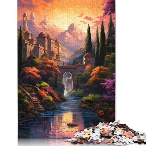 Puzzle für Erwachsene, 1000 Teile, Die farbenfrohe Psychedelia der Alhambra, Puzzle für Erwachsene, Kartonpuzzle, Puzzle für Erwachsene, Lernspiel, Herausforderungsspielzeug, 38 x 26 cm von LiJianXXS