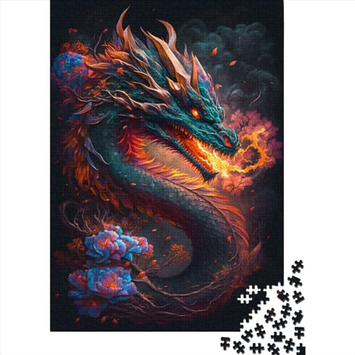 Puzzle für Erwachsene, 1000 Teile, Drachenblumen, Puzzles für Teenager, Geschenke, nachhaltiges Puzzle für Erwachsene (Größe 75x50 cm) von LiJianXXS