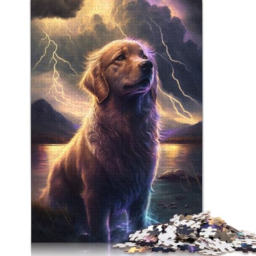 Puzzle für Erwachsene, 1000 Teile, Fantasy-Golden Retriever-Puzzle für Erwachsene, Papppuzzle, Puzzle für Erwachsene, Lernspiel, Herausforderungsspielzeug, Größe: 38 x 26 cm von LiJianXXS