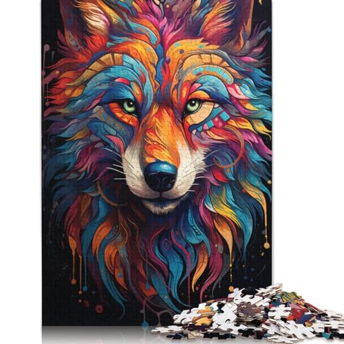 Puzzle für Erwachsene, 1000 Teile, Farbmalerei, Fuchs-Puzzle für Kinder, Kartonpuzzle, Puzzle für Erwachsene, Lernspiel, Herausforderungsspielzeug, 38 x 26 cm von LiJianXXS