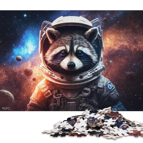 Puzzle für Erwachsene, 1000 Teile, Galaxie-Astronaut, Waschbär, Puzzle für Kinder, Papppuzzle, Puzzle für Erwachsene, Geschenke, 38 x 26 cm von LiJianXXS