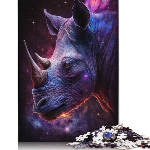 Puzzle für Erwachsene, 1000 Teile, Galaxie-Nashorn-Puzzle, Geschenk, Holzpuzzle, tolles Geschenk für Erwachsene (Größe 75 x 50 cm) von LiJianXXS