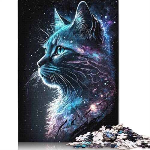 Puzzle für Erwachsene, 1000 Teile, Galaxy Art Cat Puzzle, Holzpuzzle, Erwachsene und Kinder (Größe 75 x 50 cm) von LiJianXXS