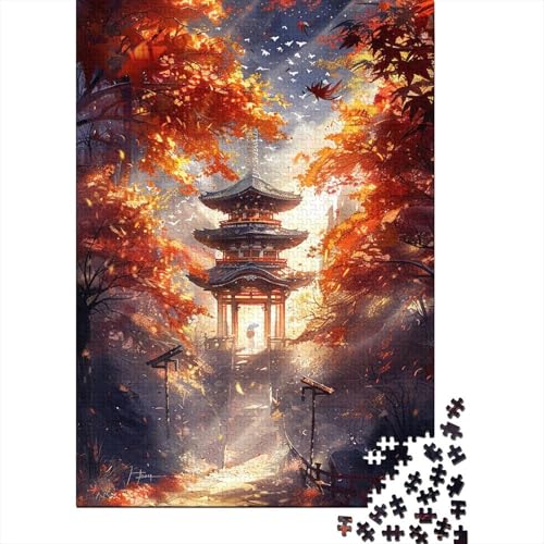 Puzzle für Erwachsene, 1000 Teile, Holzpuzzle, japanische Tempel, Puzzle, Kunstwerk, Puzzle, einzigartige Geburtstagsgeschenke, Größe: 75 x 50 cm von LiJianXXS