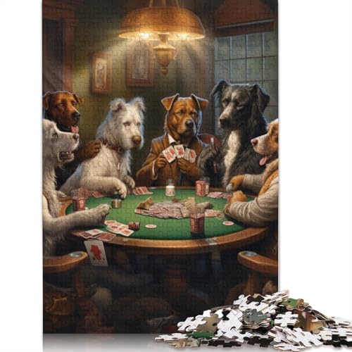 Puzzle für Erwachsene, 1000 Teile, Hunde Spielen Poker, Puzzle für Erwachsene, Kartonpuzzle, anspruchsvolles Spiel, Größe: 38 x 26 cm von LiJianXXS