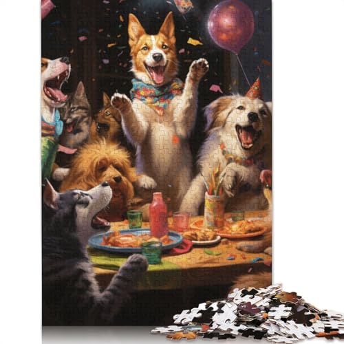 Puzzle für Erwachsene, 1000 Teile, Hundeparty, Kartonpuzzle für Erwachsene, Kartonpuzzle, Lernpuzzle, Familienspiel, Größe: 38 x 26 cm von LiJianXXS