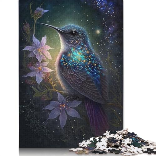 Puzzle für Erwachsene, 1000 Teile, Kolibri-Blumen-Galaxie, Puzzle für Erwachsene, Holzpuzzle, Heimdekoration, Größe: 75 x 50 cm von LiJianXXS