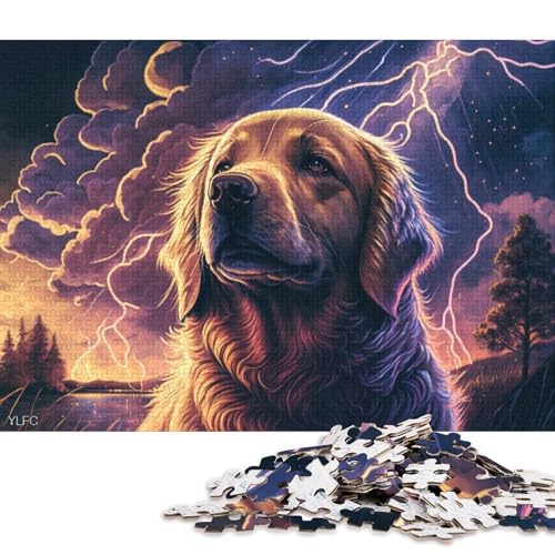 Puzzle für Erwachsene, 1000 Teile, Kunst, Golden Retriever, Puzzle für Erwachsene, Puzzle, Kartonpuzzle, Spielzeug, Wanddekoration 38x26cm/1000 Teile von LiJianXXS