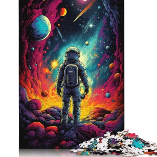 Puzzle für Erwachsene, 1000 Teile, Kunst, farbenfrohes Astronauten-Puzzle für Erwachsene, Kartonpuzzle, lustige Puzzlespiele, 38 x 26 cm von LiJianXXS