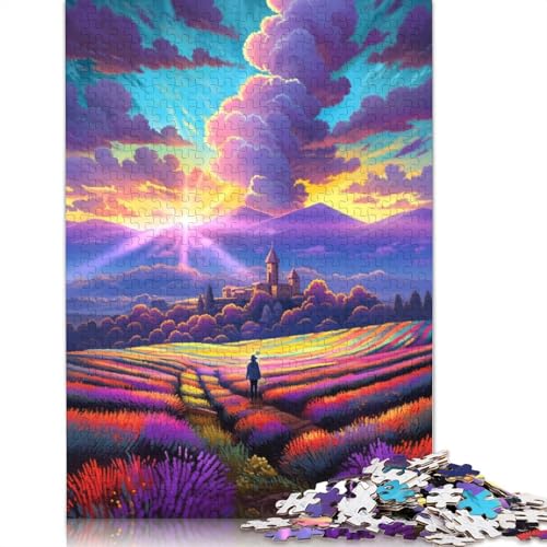 Puzzle für Erwachsene, 1000 Teile, Lavendelfelder in der Provence, Frankreich, Puzzle für Erwachsene, Holzpuzzle, lustiges Geschenk, 75 x 50 cm von LiJianXXS