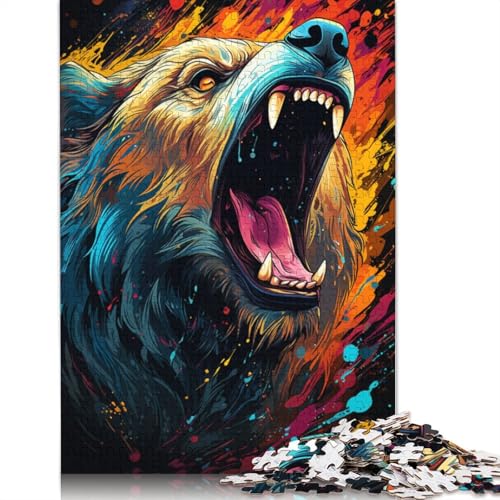 Puzzle für Erwachsene, 1000 Teile, Malen, bunter Bär, Puzzle für Erwachsene, Kartonpuzzle, Puzzle für Erwachsene, Lernspiel, Herausforderungsspielzeug, 38 x 26 cm von LiJianXXS