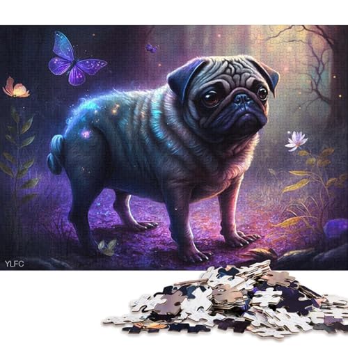 Puzzle für Erwachsene, 1000 Teile, Möpse im Dschungel, Puzzle für Erwachsene, Holzpuzzle, Spielzeug, Wanddekoration 75x50cm/1000 Teile von LiJianXXS