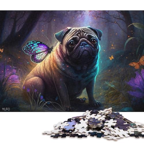 Puzzle für Erwachsene, 1000 Teile, Möpse im Dschungel, Puzzle für Erwachsene, Puzzle aus Pappe, Spielzeug, Wanddekoration 38x26cm/1000 Teile von LiJianXXS