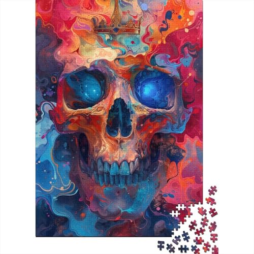 Puzzle für Erwachsene, 1000 Teile, Psychedelischer Totenkopf, Holzpuzzle, Spielzeug für Erwachsene, Puzzle, Dekompressionsspiel, Größe: 75 x 50 cm von LiJianXXS