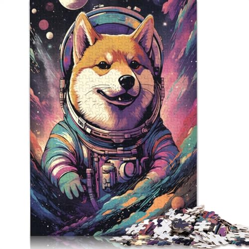 Puzzle für Erwachsene, 1000 Teile, Shiba Inu Astronauten-Puzzle für Erwachsene, Holzpuzzle, lustige Puzzlespiele, 75 x 50 cm von LiJianXXS