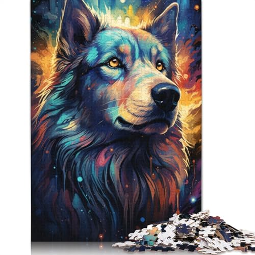 Puzzle für Erwachsene, 1000 Teile, Starlight Sentinel Dog‘s farbenfrohes psychedelisches Puzzle für Kinder, Kartonpuzzle, Puzzle für Erwachsene, Lernspiel, Herausforderungsspielzeug, 38 x 26 cm von LiJianXXS