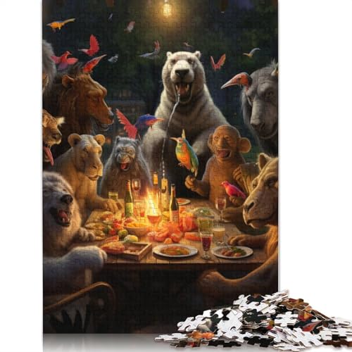 Puzzle für Erwachsene, 1000 Teile, Tierparty, Waldpuzzle für Erwachsene, Holzpuzzle, Lernpuzzle, Familienspiel, Größe: 75 x 50 cm von LiJianXXS