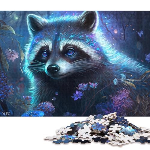 Puzzle für Erwachsene, 1000 Teile, Waschbär im Dschungel, Puzzle für Kinder, Holzpuzzle, Puzzle für Erwachsene, Geschenke, 75 x 50 cm von LiJianXXS