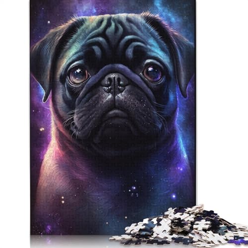 Puzzle für Erwachsene, 1000 Teile, Weltraum-Farb-Mops, Puzzle für Erwachsene, Kartonpuzzle, Lernspiel für Erwachsene und Kinder (Größe 38 x 26 cm) von LiJianXXS