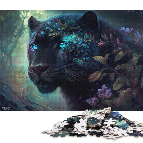 Puzzle für Erwachsene, 1000 Teile, Wilder schwarzer Leopard, Puzzle für Erwachsene, Puzzle aus Pappe, Spielzeug, Wanddekoration 38x26cm/1000 Teile von LiJianXXS