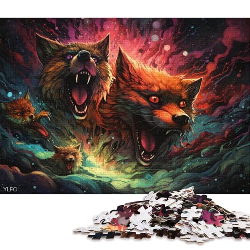 Puzzle für Erwachsene, 1000 Teile, Wütende Füchse, Puzzle für Erwachsene, Holzpuzzle, Spielzeug, Wanddekoration 75x50cm/1000 Teile von LiJianXXS