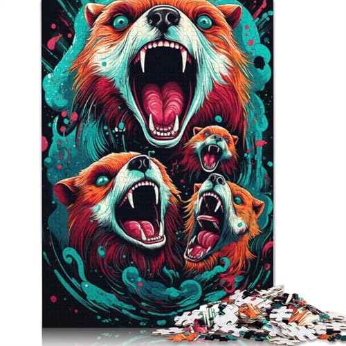 Puzzle für Erwachsene, 1000 Teile, Wütender roter Panda, Puzzle für Erwachsene, Papppuzzle, tolle Geschenke zu Weihnachten, 38 x 26 cm von LiJianXXS