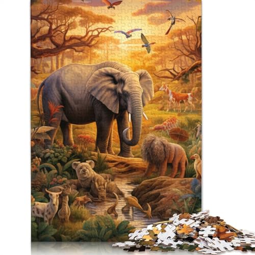 Puzzle für Erwachsene, 1000 Teile, afrikanischer Leopardenwald, Puzzle für Erwachsene, Holzpuzzle, Lernpuzzle, Familienspiel, Größe: 75 x 50 cm von LiJianXXS