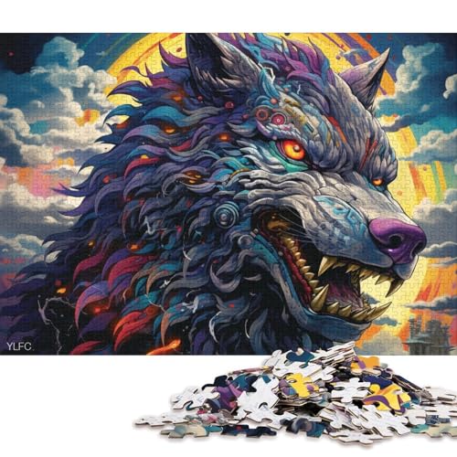 Puzzle für Erwachsene, 1000 Teile, bunter Roboterwolf, Puzzle für Erwachsene, Holzpuzzle, Spielzeug, Wanddekoration 75x50cm/1000 Teile von LiJianXXS