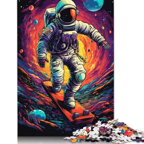 Puzzle für Erwachsene, 1000 Teile, farbenfrohes Fantasie-Puzzle mit hübschem Astronauten für Kinder, Kartonpuzzle, Puzzle für Erwachsene, Lernspiel, Herausforderungsspielzeug, 38 x 26 cm von LiJianXXS