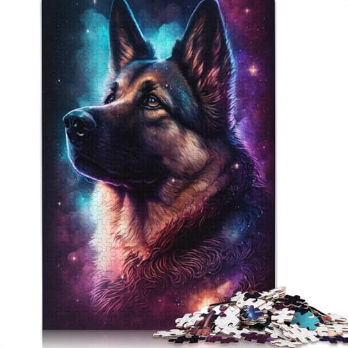 Puzzle für Erwachsene, 1000 Teile, farbenfrohes Galaxie-Puzzle mit deutschem Schäferhund, für Erwachsene, Holzpuzzle, anspruchsvoll, Aber unterhaltsam und humorvoll (Größe 75 x 50 cm) von LiJianXXS