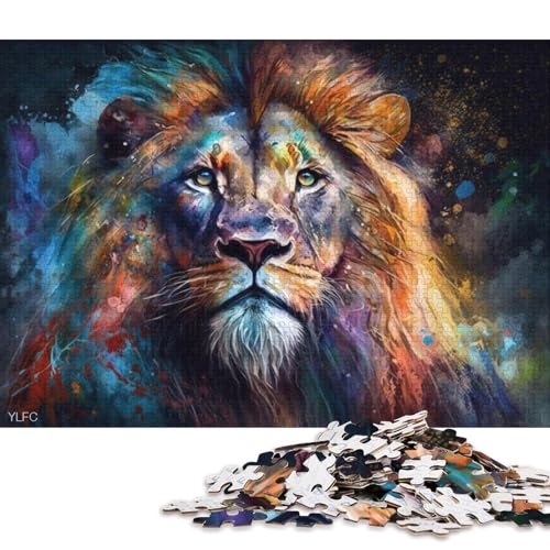 Puzzle für Erwachsene, 1000 Teile, farbenfrohes Löwen-Puzzle für Erwachsene, Holzpuzzle, Spielzeug, Wanddekoration 75x50cm/1000 Teile von LiJianXXS