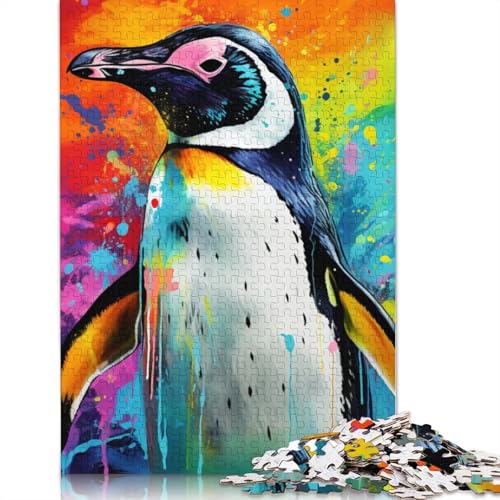 Puzzle für Erwachsene, 1000 Teile, farbenfrohes Pinguin-Kunstpuzzle aus Pappe, Lernpuzzle, Familienspiel, Größe: 38 x 26 cm von LiJianXXS