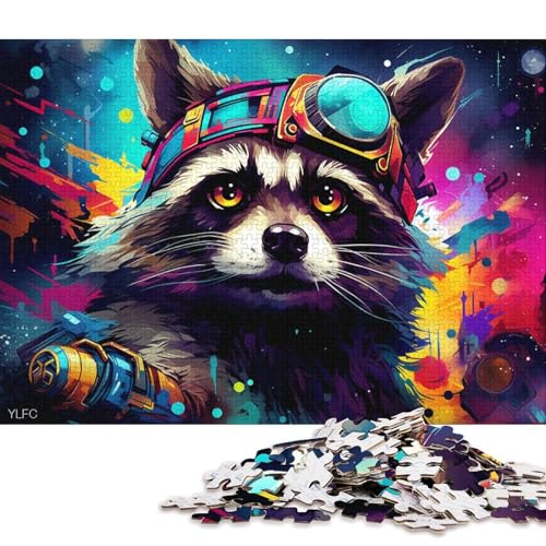 Puzzle für Erwachsene, 1000 Teile, farbenfrohes Roboter-Waschbär-Puzzle für Erwachsene, Kartonpuzzle, schwierig und herausfordernd 38x26cm/1000 Teile von LiJianXXS