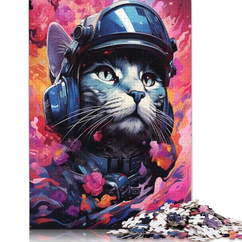 Puzzle für Erwachsene, 1000 Teile, farbenfrohes exotisches Katzen-Puzzle mit Sternenhimmel, für Erwachsene, Kartonpuzzle, Heimdekoration, 38 x 26 cm von LiJianXXS