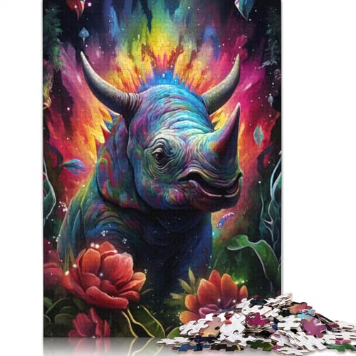 Puzzle für Erwachsene, 1000 Teile, farbenfrohes psychedelisches Ceratopsier-Puzzle für Kinder, Holzpuzzle, Puzzle für Erwachsene, Lernspiel, Herausforderungsspielzeug, 75 x 50 cm von LiJianXXS