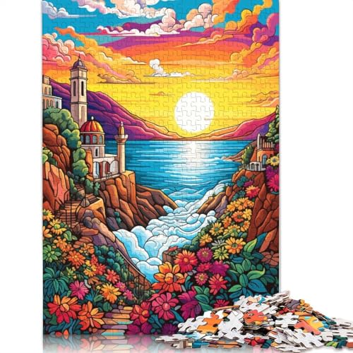 Puzzle für Erwachsene, 1000 Teile, farbenfrohes und psychedelisches griechisches Super-Paradies, Puzzle für Erwachsene, Papppuzzle, lustiges Geschenk, 38 x 26 cm von LiJianXXS