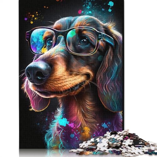 Puzzle für Erwachsene, 1000 Teile, kosmischer Chihuahua mit Brille, Puzzle für Erwachsene, Kartonpuzzle, Familienpuzzlespiel (Größe 38 x 26 cm) von LiJianXXS