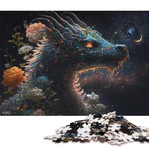 Puzzle für Erwachsene, 1000 Teile, kosmischer Drache und Blume, Puzzle für Erwachsene, Puzzle aus Pappe, Spielzeug, Wanddekoration 38x26cm/1000 Teile von LiJianXXS